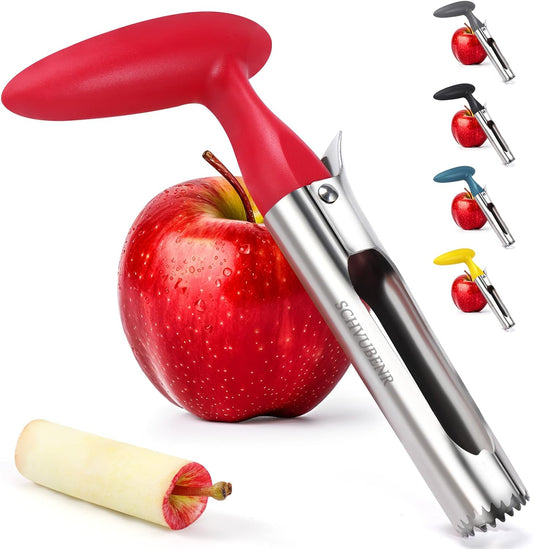 Premium Apple Corer Tool - Easy to Use and Clean Sturdy Core Remover with Sharp Serrature Stainless Steel Corers for Pear Fruits Ease(Red)